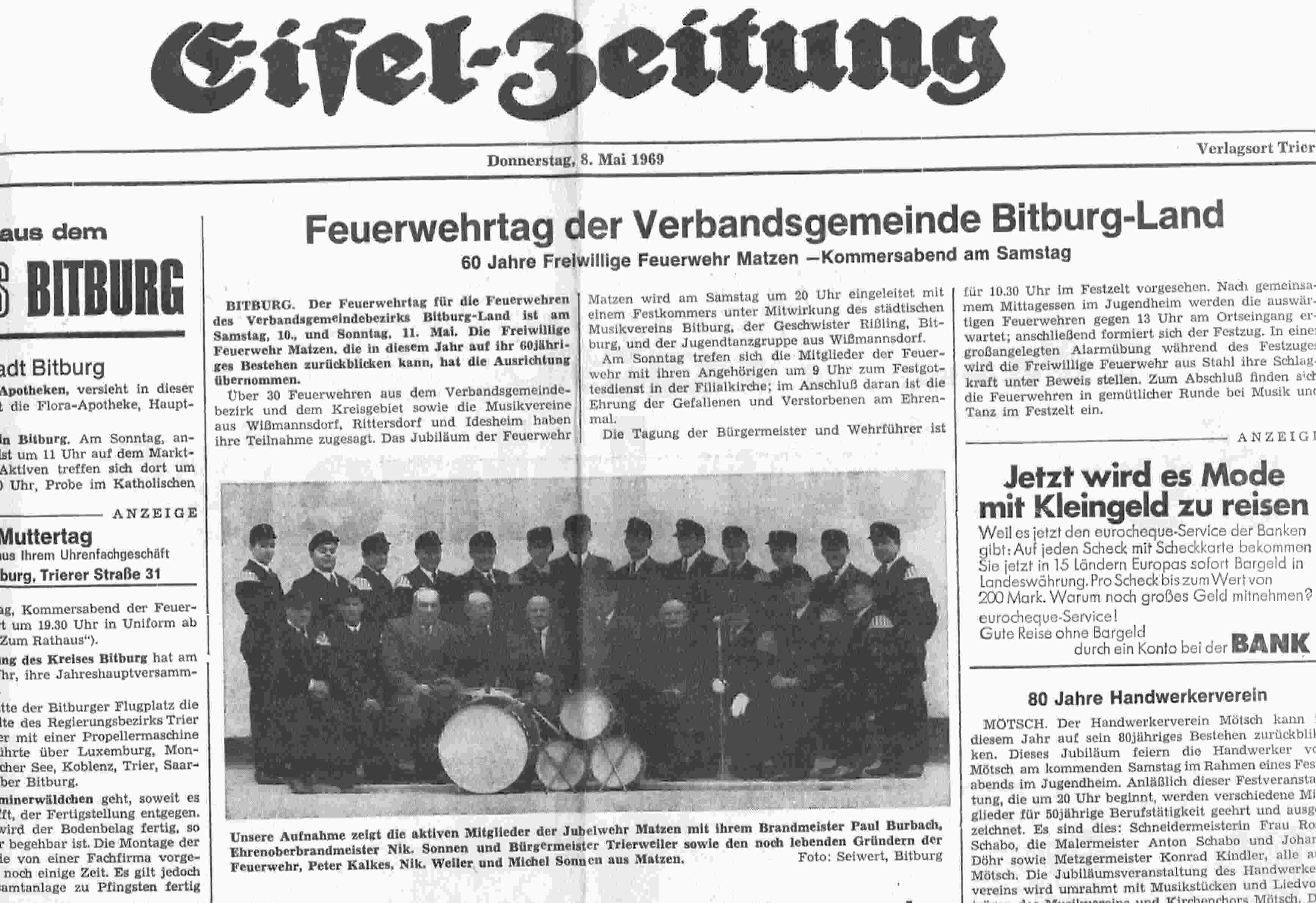 Eifelzeitung vom 08.05.1969